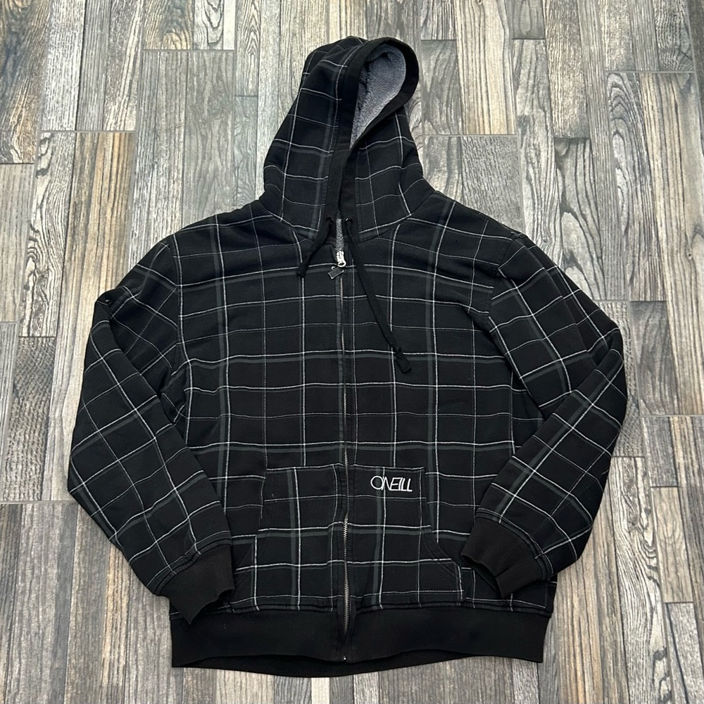 🔥🔥 O'Neill Grid Sherpa Full Zip Hoodie Skateboard Surf Jacket XL - GUC
